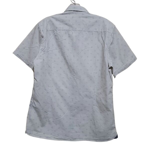 Lon Nyc Cream and Blue Short-Sleeve Shirt Sz Medium - Picture 2 of 7